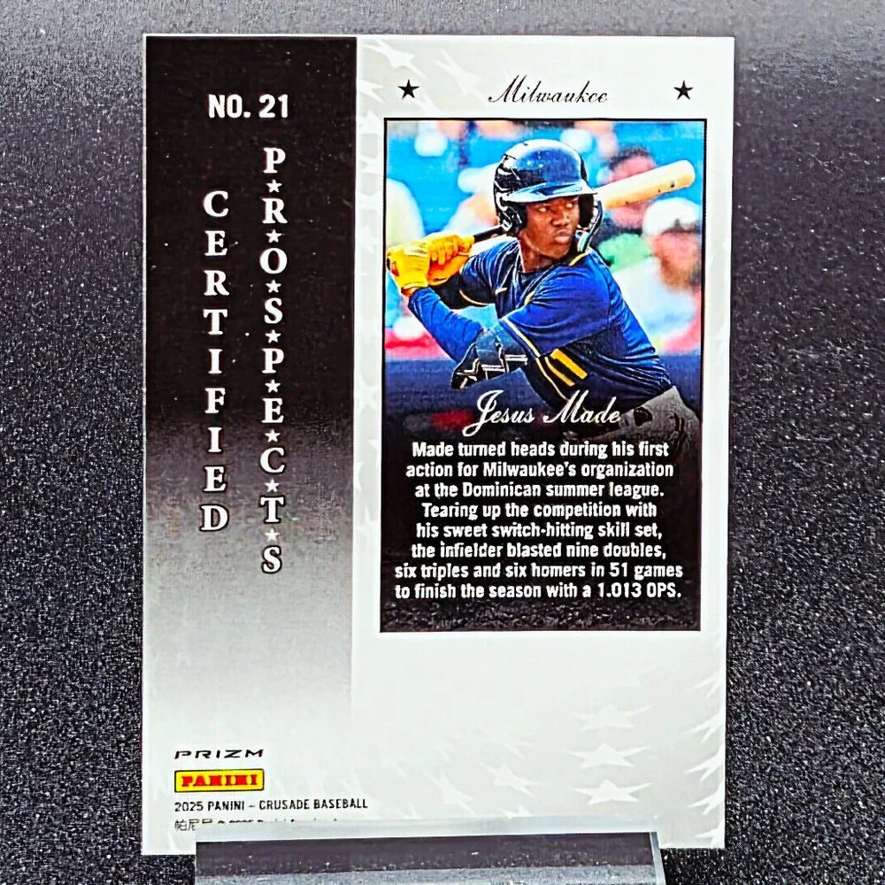 2025 Jesus Made Bowman Chrome Crusade RC's Milwaukee Brewers Top Prospect - Picture 7 of 7